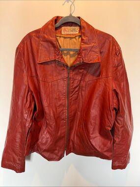 Jean Pierre Reddish Brown Leather Zip Jacket